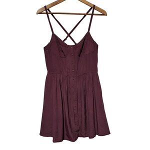 Y2K GARAGE | Plum Polka Dot Button Front Mini Dress | Medium | Indie Feminine